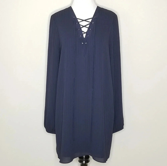 NWT BCBGeneration Blue Tonal Striped Long Sleeve Dress S - Picture 1 of 6